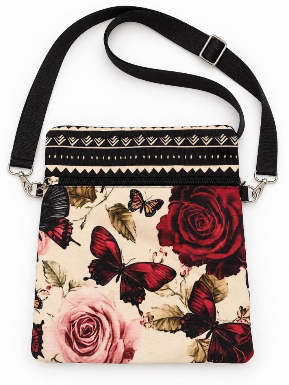 Roses and Butterflies Crossbody Phone Bag